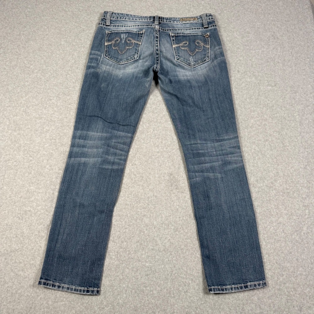 Rerock for Express Womens Skinny Y2K Jeans Blue Medium Wash Low Rise Size 10S/R